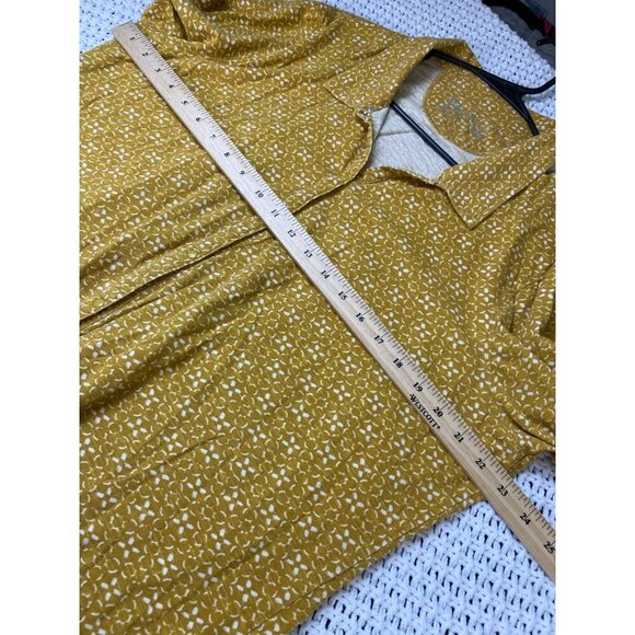 Eddie Bauer Womens Mustard Button Up Top Plus size 2XL 3/4 Sleeve Jersey Casual - Picture 6 of 13